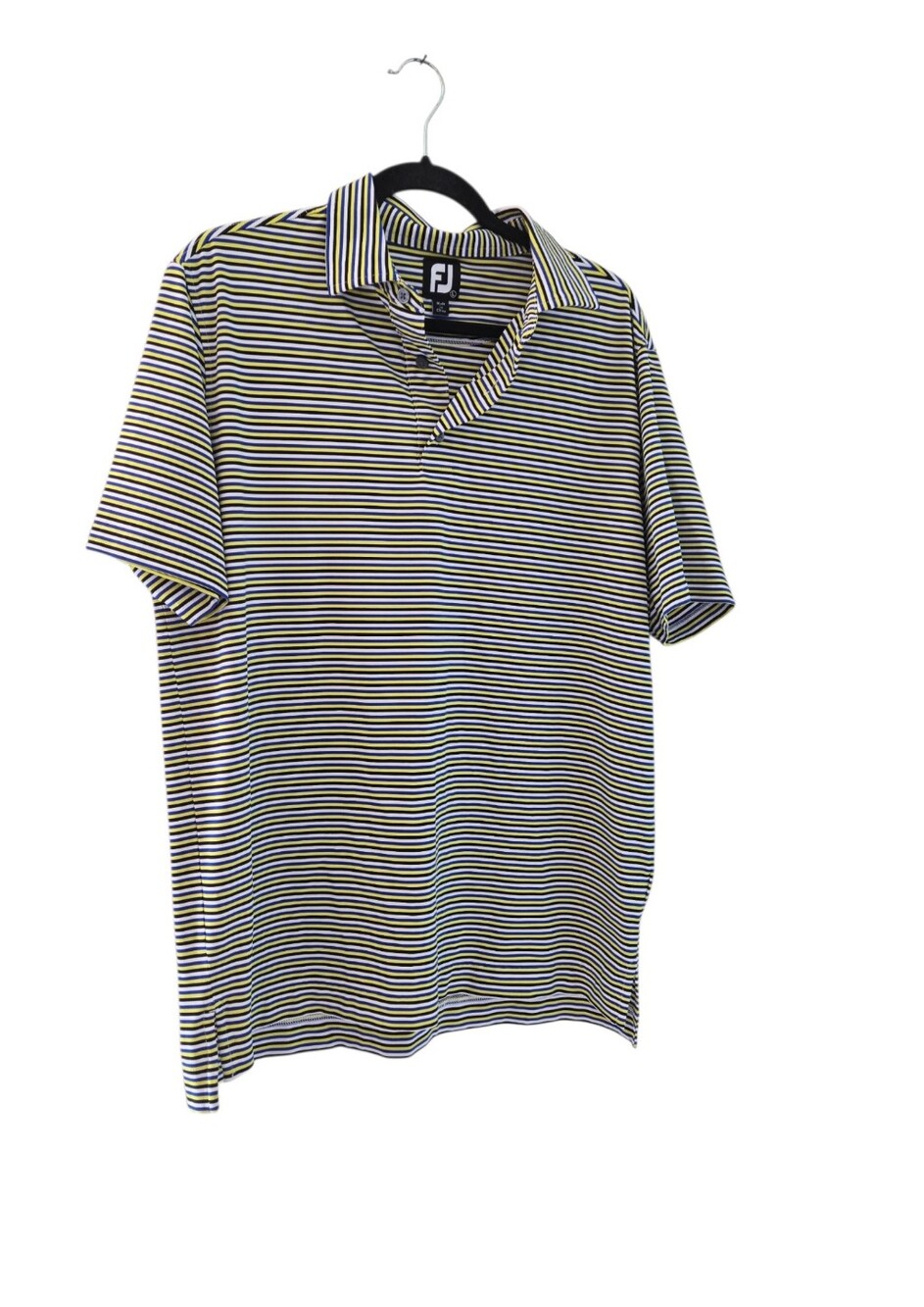 FootJoy Men’s Short Sleeve Striped Polo - Black, White & Yellow
